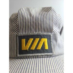 VIA Rail Canada Train Conductor Engineer VTG Striped Snapback Victory Cap Pics.